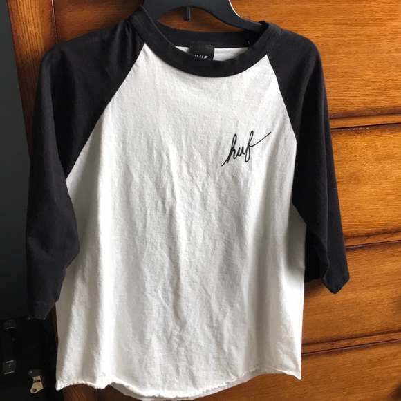 HUF Black & White Mid Sleeve Tee Size M - Picture 4 of 4